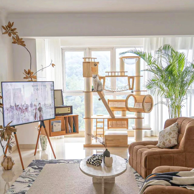 

Solid wood large cat climbing frame cat nest luxury imported villa toys