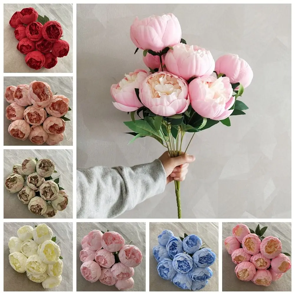 

Nordic Style Flower Arrangement 10 Heads Peonies Flower Floral Art Handmade Artificial Peonies Flower 10 Heads Flexible Wedding