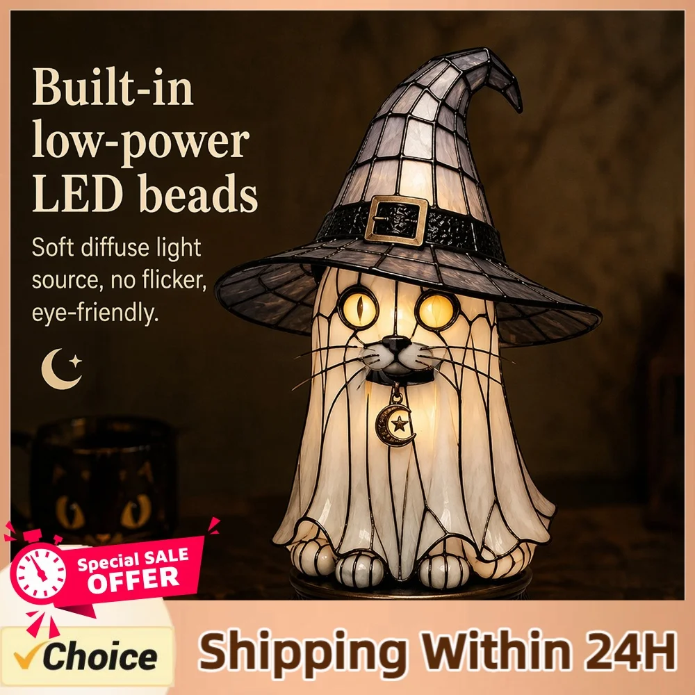 Handcrafted Retro Resin Witches Lamp USB Powered Gothic Wizard Hats Night Light for Colorful Wizard Hat Lamp for Bedroom