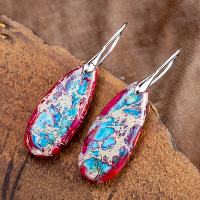 B&F Bohemian Emperor Stone Drop Pendant Earrings