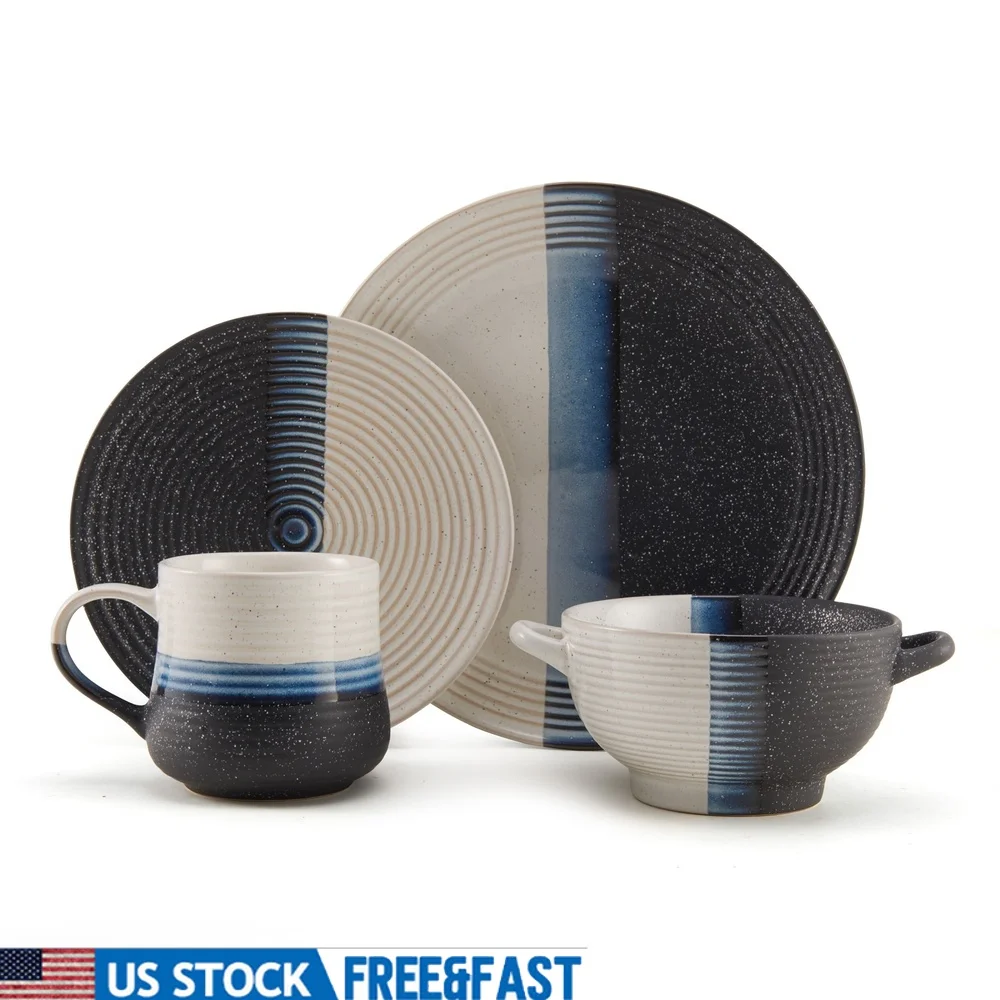 

Набор столовой посуды из 16 предметов, 4 высококачественных керамогранита, уникальная реактивная глазурь, посудомоечная машина, безопасная для микроволновой печи, современный декор столешницы