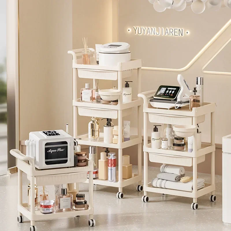 عربة معدنية مساعدة لغرفة التجميل عربة موجة طاولة مستحضرات التجميل على عجلات عربة ماكياج الأثاث الوشم المشروبات الطبية تدوير #6