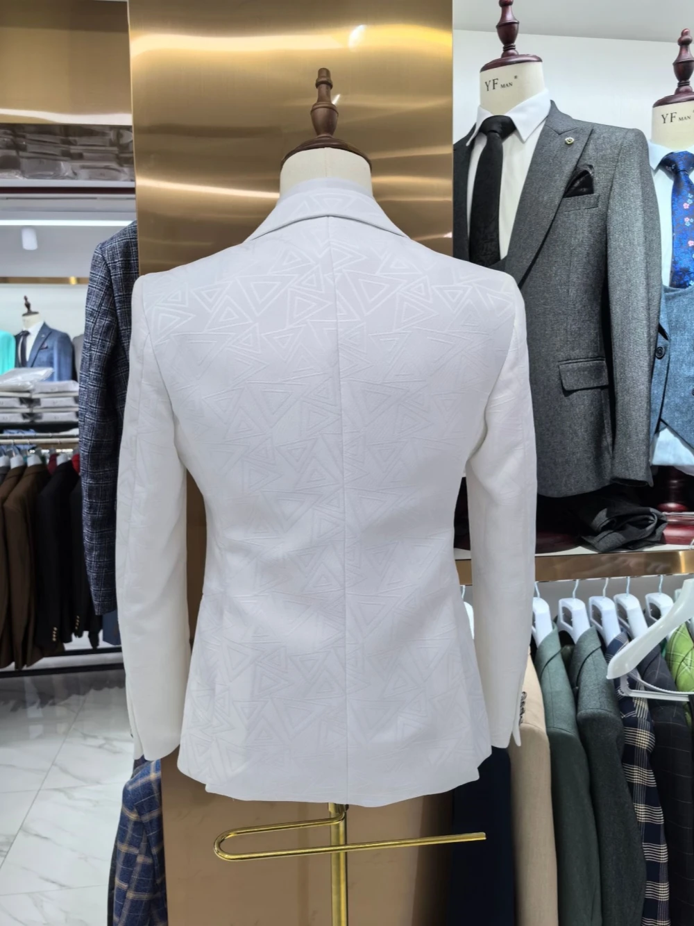 Ensemble 3 Pièces de Veste Blanche Trempée pour Homme, Vêtement à Boutonnage Simple, à la Mode, Offre Spéciale, Personnalisé, Décontracté, Beau