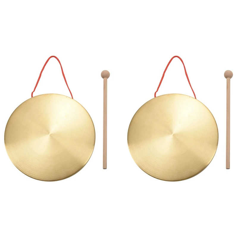

T22C 2Pcs 22Cm Hand Gong Brass Copper Chapel Opera Percussion With Round Play Hammer