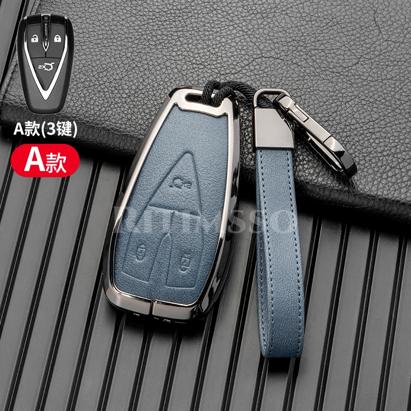 Zinc Alloy+Leather Car Key Cover Shell for Changan Unit-k Unit-t Unit -V Key CS55PLUS Protective Case Accessories Keychain