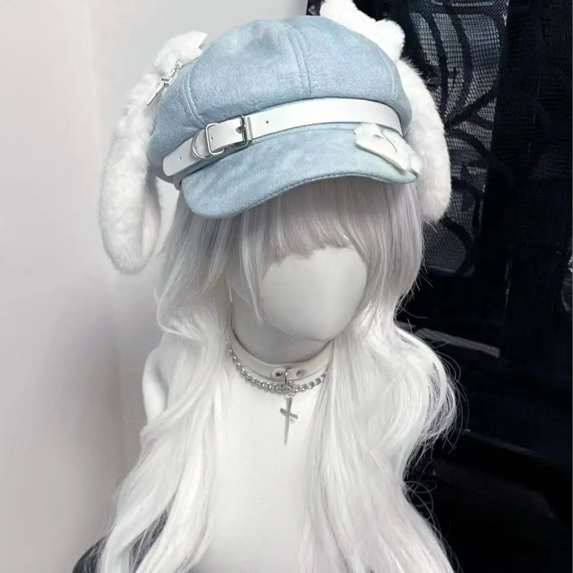 2026 Spring and Autumn Grey Dog Ear Hat Subculture Beret Cute Personality House Culture