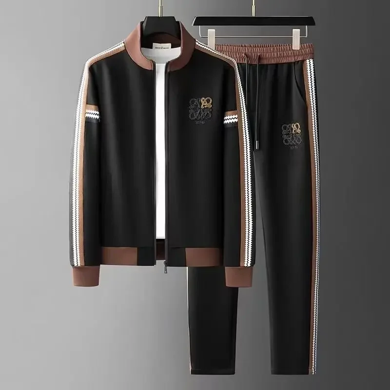 Fashion business men's clothes collar matching color jacket jacket trousers two-piece casual sportswear daily home suit