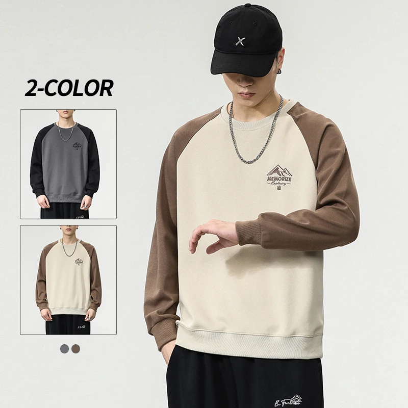 

Fashion round Neck Sweater for Men 2024Fall Men's Clothing American Street Trend Stitching Casual Versatile Long Sleeves T-shirt