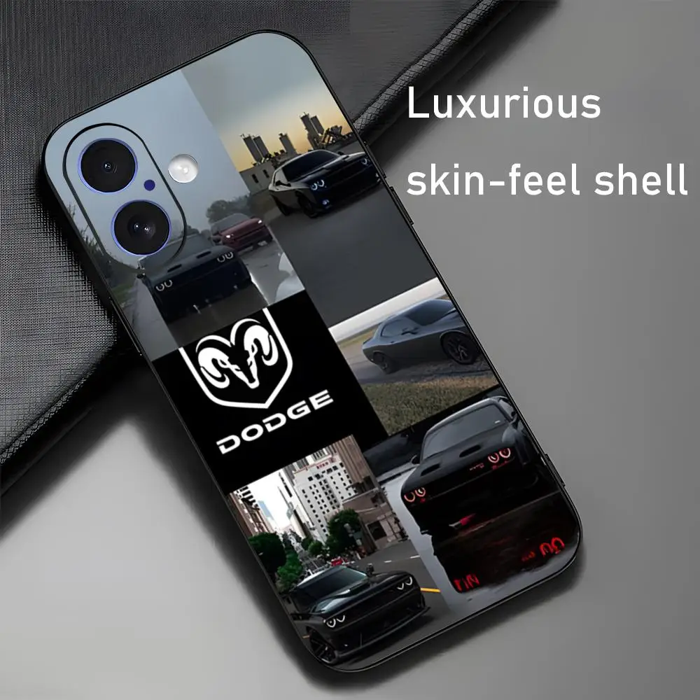 Supercar D-Do-dge Luxury LOOG Phone Case For iPhone 16 15 14 13 12 11 X XR XS 8 Plus Mini Pro Max Soft black Shockproof Cover