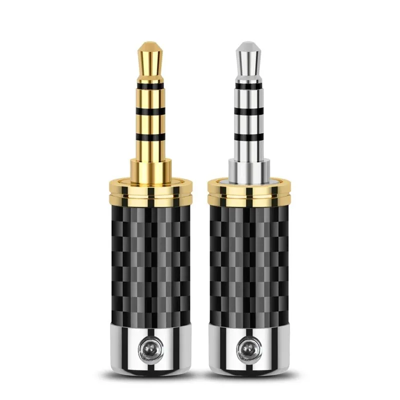 Conector de Audio macho de 4 polos de 3,5mm para conector de soldadura con micrófono chapado en oro rodio 3,5 Terminal de altavoz Cable de auriculares DIY