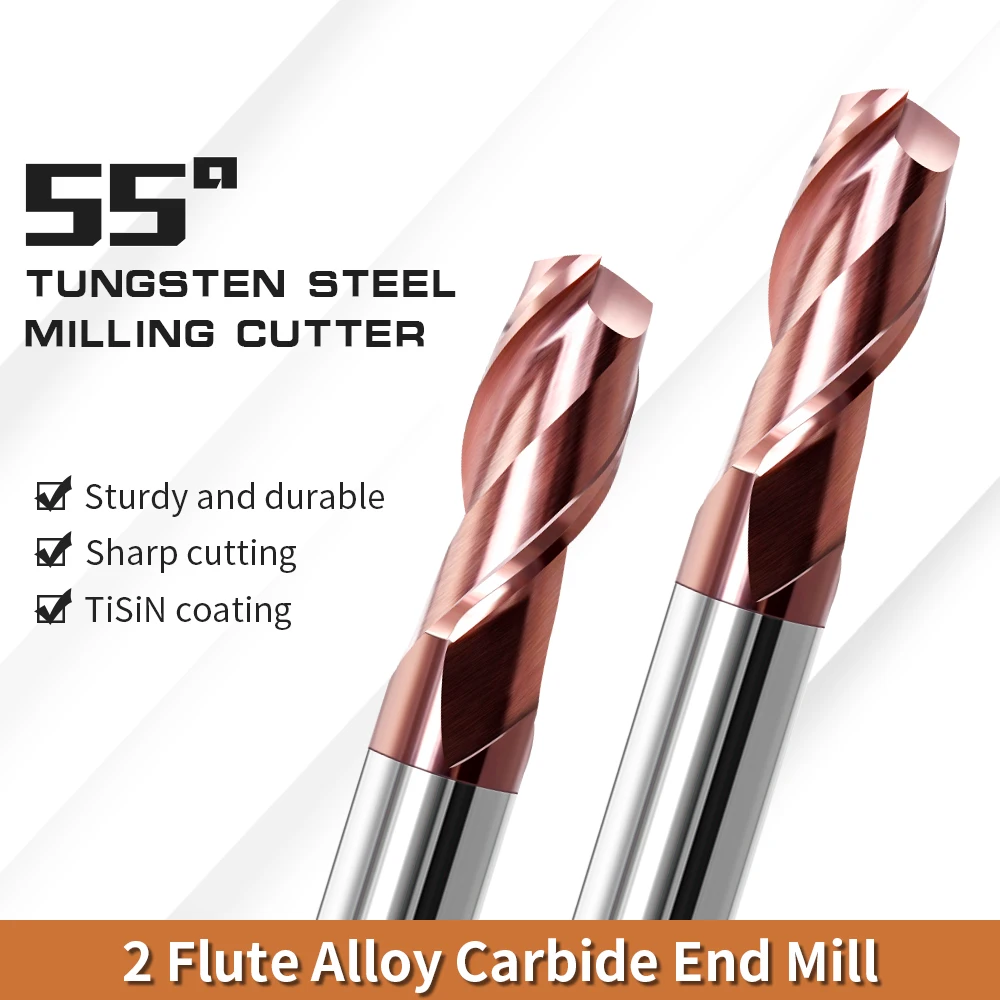 HRC55 Keyway End Mills Carbide Tungsten Steel Key Seat Flat Milling Cutter 2 Flutes Cnc Machine Tools Metal Router Bit 6 8 10mm