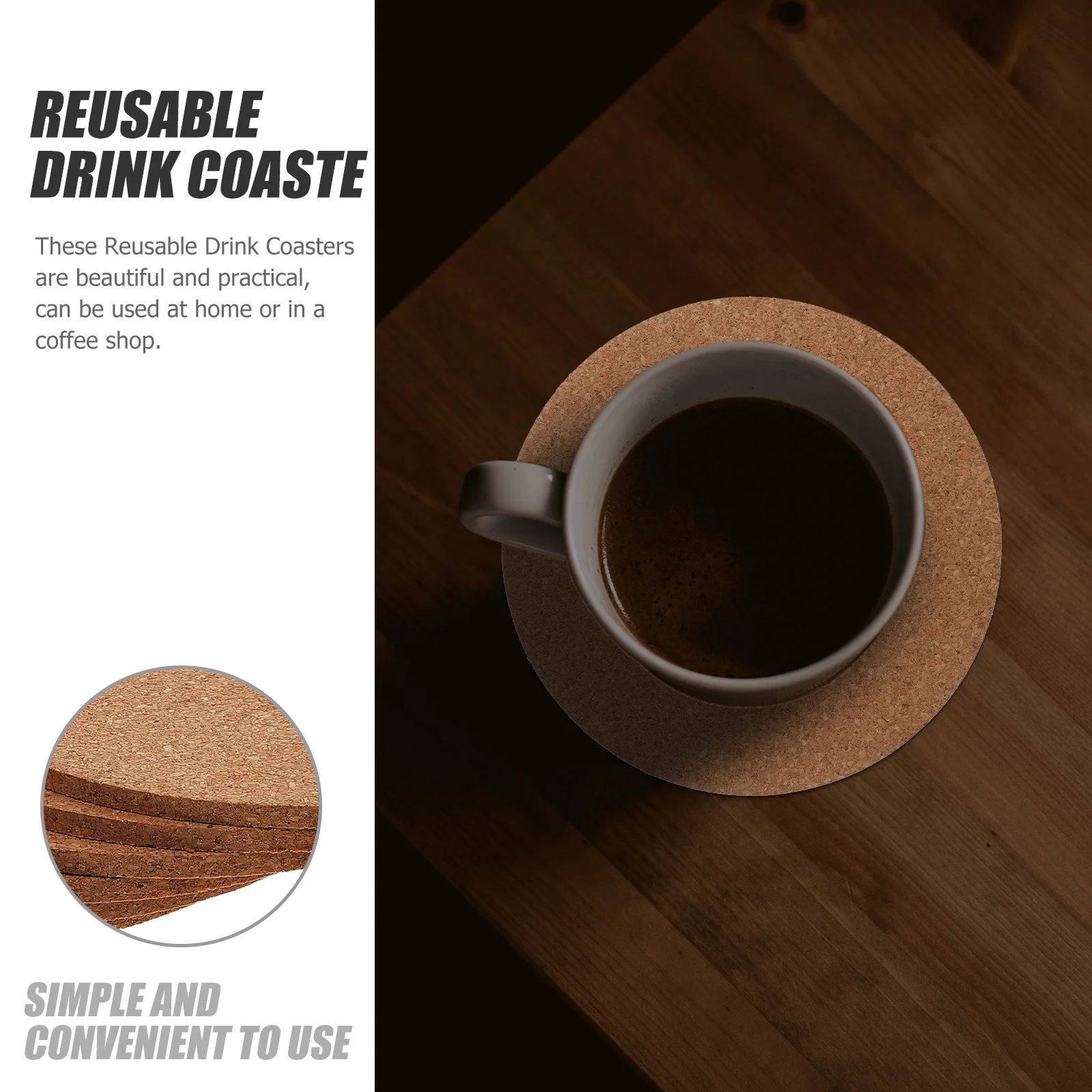 

30Pcs Cork Coasters Round Unfinished Blank Coaster Set for DIY Crafts Home Office Drink Protection Non-Slip Reusable Cup Mats