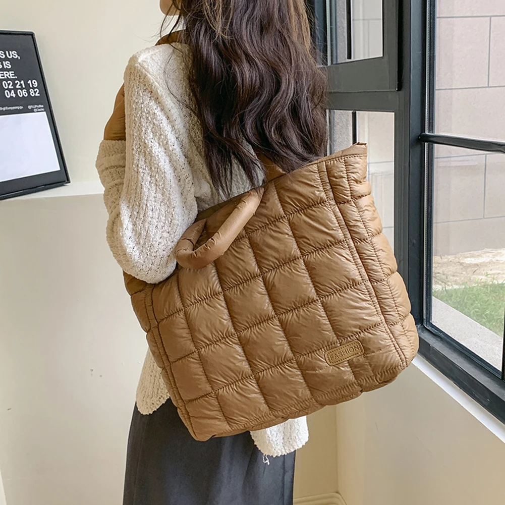 

Женская зимняя сумка-пуховик, большая вместительная сумка, сумка-тоут с верхней ручкой