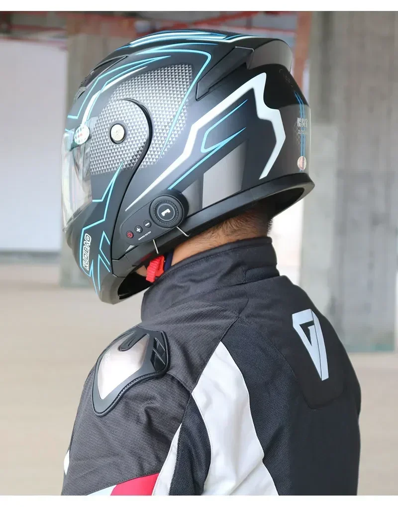 Kuqibao Anti-fog Double Lens Uncovered Helmet Motorcycle Bluetooth Helmet Windproof And Dustproof Safety Helmet With FM