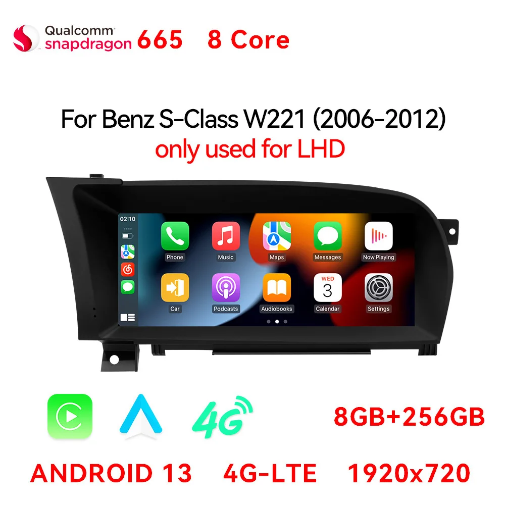 Android AUTO CarPlay Car Radio 10.25inch Screen For Mercedes Benz S Class W221 NTG3.0 3.5 Multimedia Navigation GPS 4G 8 core