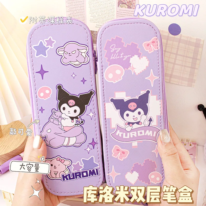 

Kuromi Anime Kawaii MINISO Pen Bag Cute Cartoon School Stationery Bag Students Large Capacity Pencil Case Gifts for Kids