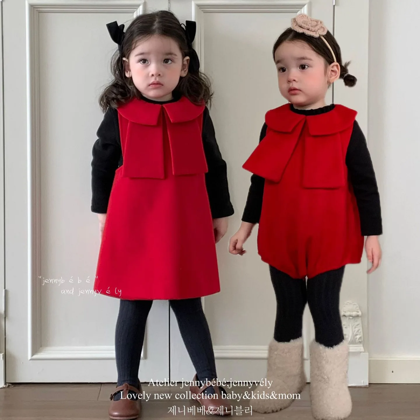 

Baby Toddler Fashion Girls Christmas Red Party Dress Big Bow Vest Dress Corduroy Girls New Year Greeting Dress