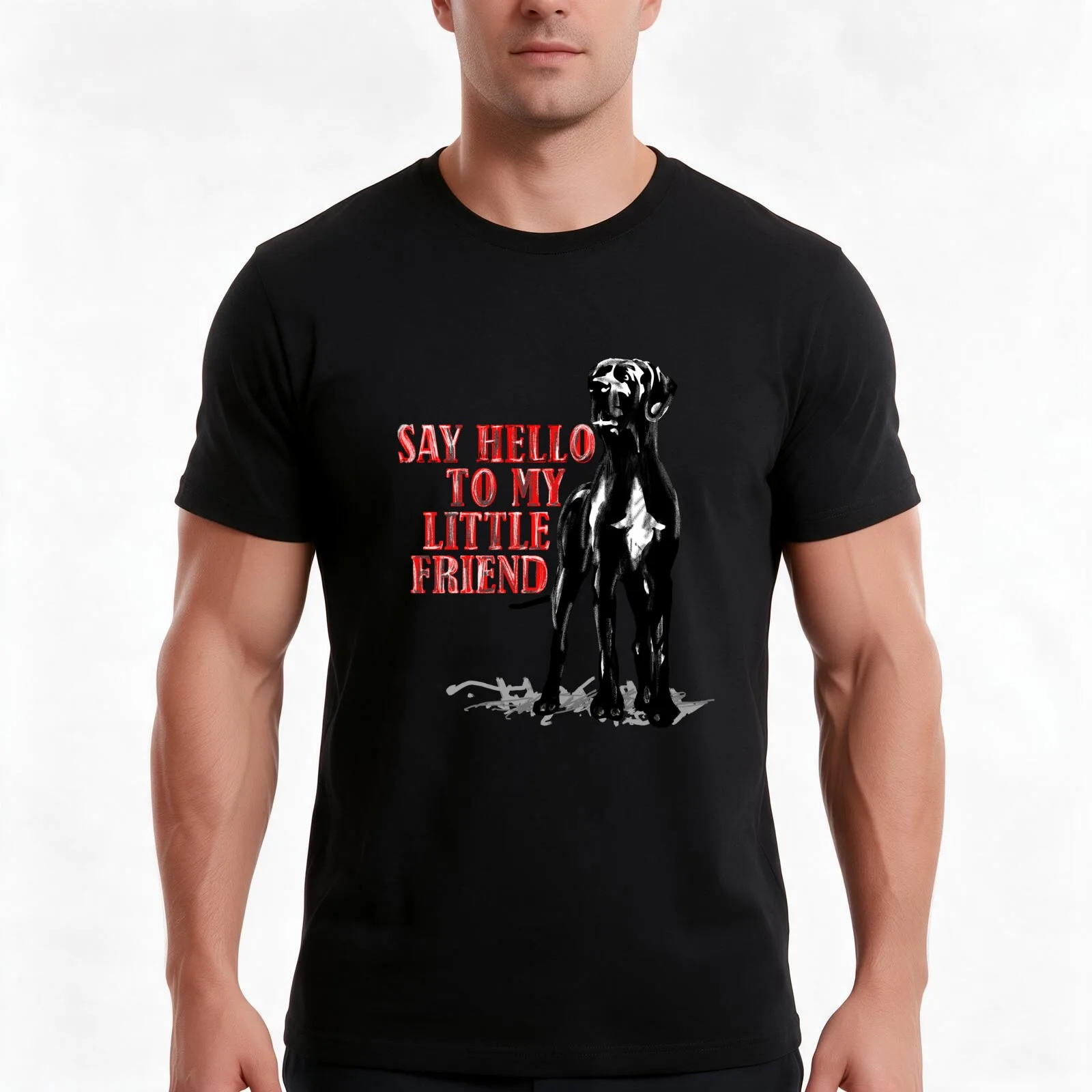 Say Hello to my Great Dane, it's my friend T-Shirt, Summer Casual Cotton Tee, Oversized Streetwear Tops, Vintage Graphic Print