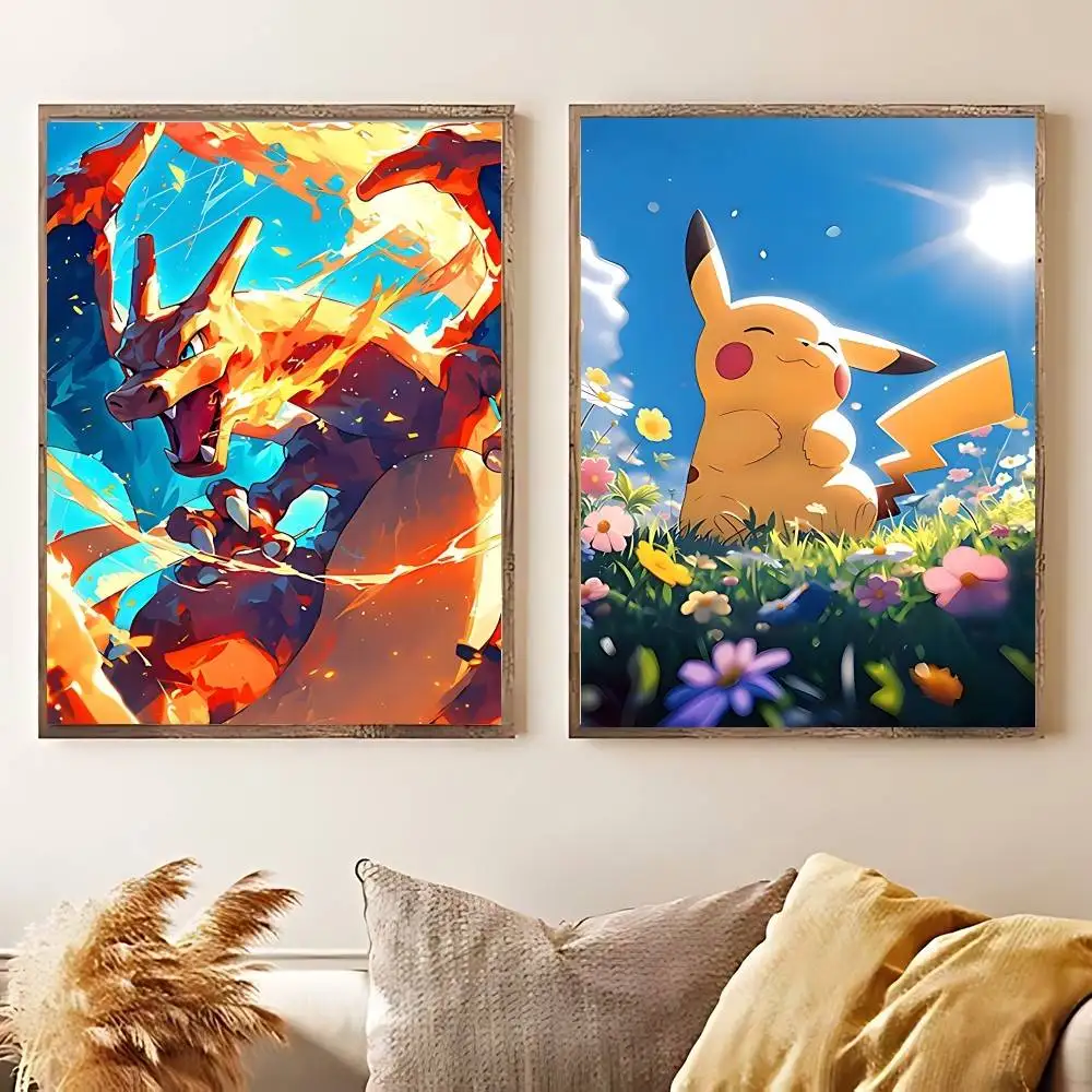 لطيف أنيمي P-PokemonS Kawaii المشارك لا مؤطرة المشارك كرافت نادي بار ورقة Vintage ملصق جدار الفن اللوحة غرفة نوم دراسة ملصق