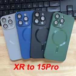 Customized Matte Magnetic Phone Case For iPhone XR to 15Pro Soft Case Xr Modified to 15pro Protect Back Cover