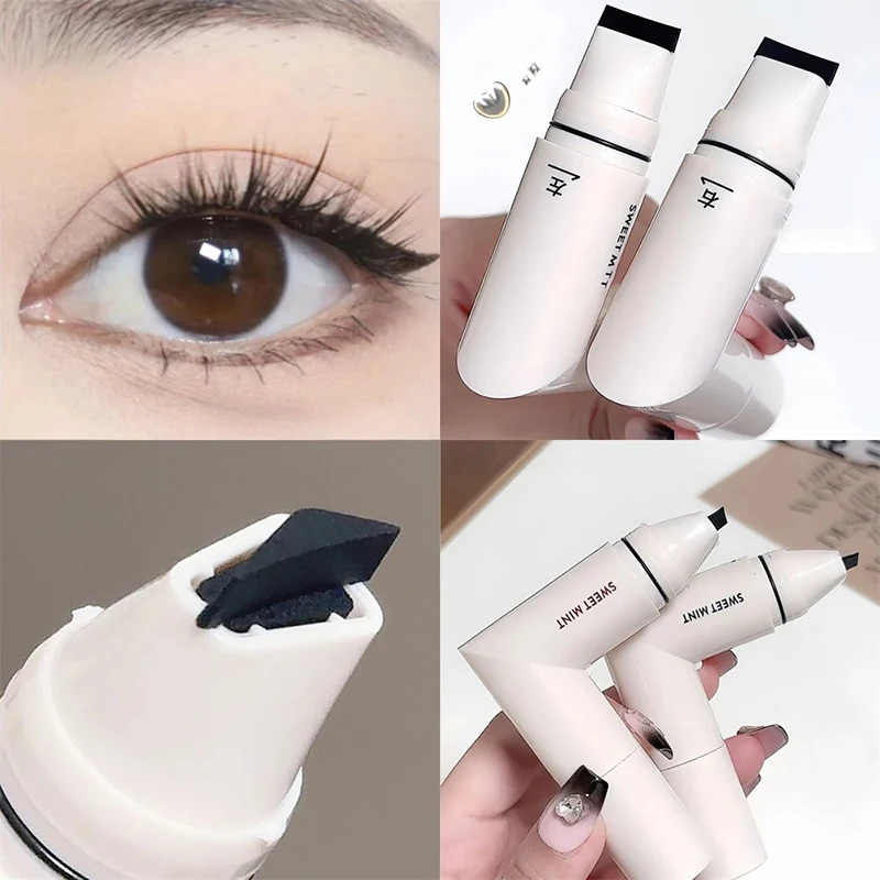アイライナーペン一体型ダブルヘッドシールアイライナー防水耐久性のあるメイクアップ防水汗防止非汚れアイライナー