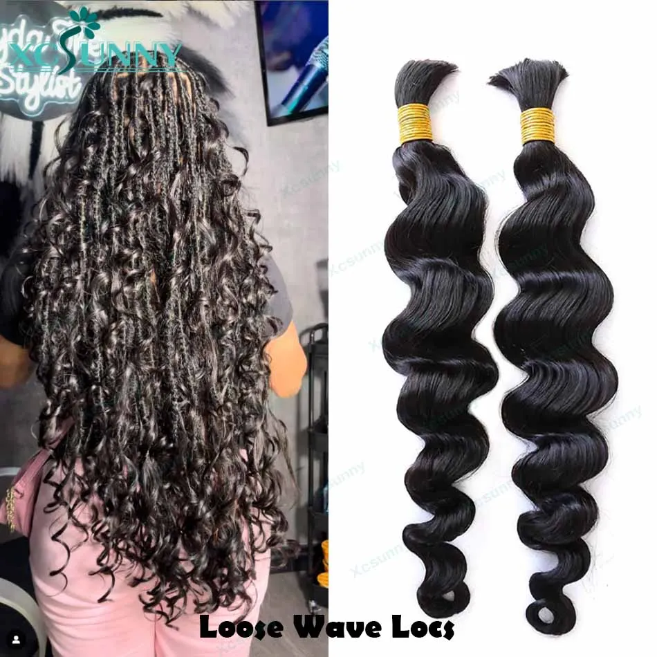 Loose Wave Braiding Human Hair Extensions No Weft Bundles Double Drawn Burmese Bulk Human Hair For Braiding Boho Knotless Braids