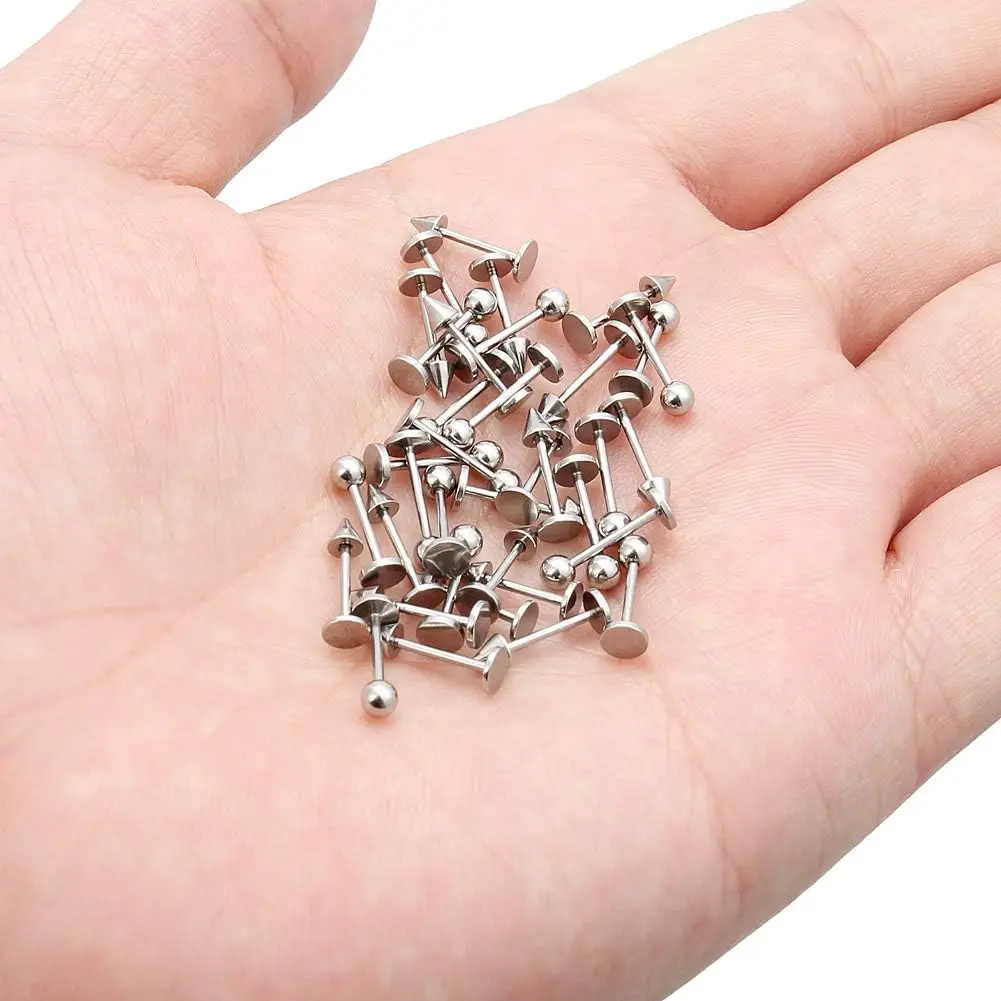 36Pcs Spike Nose Stud Surgical Steel Labret Jewelry Snake Bites Lip Piercing Monroe Lip Rings Studs for Women Men Helix Earring