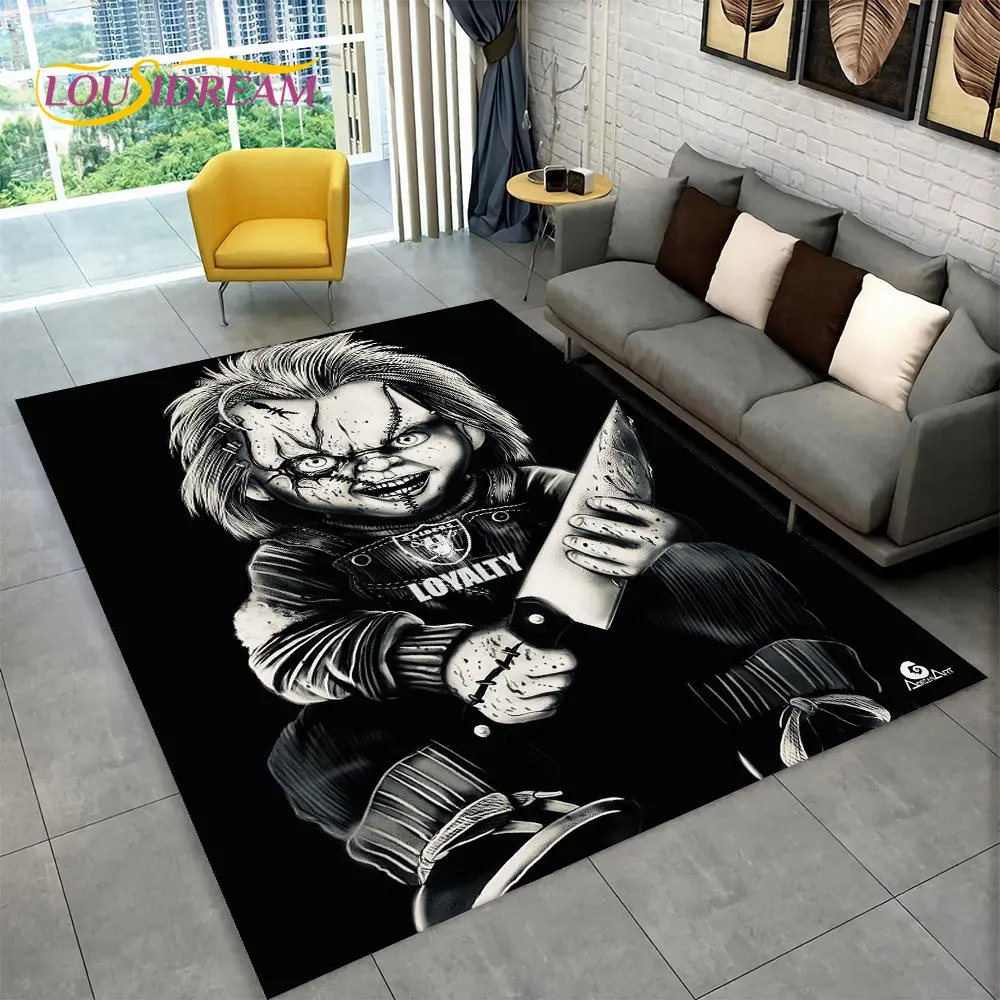 Horror Movie Character Chucky Saw Cartoon Area Rug,Carpet Rug for Living Room Bedroom Sofa Doormat Decoration Non-slip Floor Mat