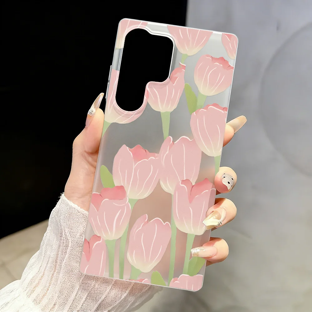 Matte Case For Samsung A07 A06 A56 A55 A54 A53 A36 A35 A34 A26 A17 A16 S26 Ultra S25 S23 S24 FE Bauhinia Transparent Soft Covers