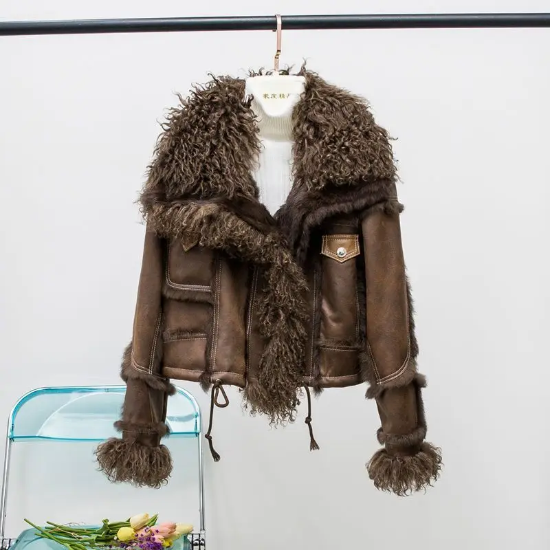 

Fur Jacket Women's Short Winter New Imitation Rabbit Fur Suede Fur Splicing Fashion High Quality and High Appearance Level Coat