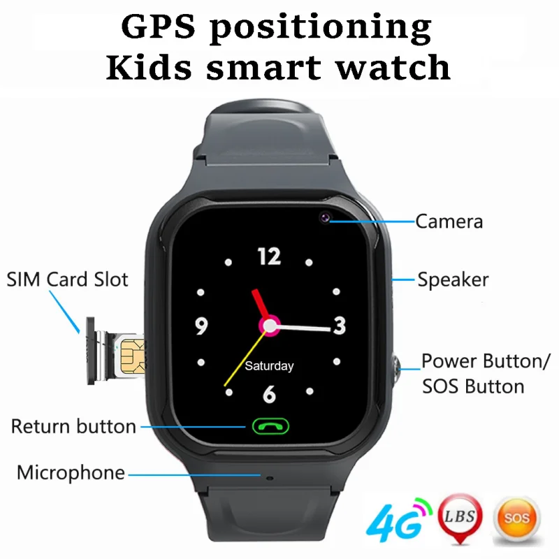 

4G Sim Card GPS Smart Watch Kid watch Phone SOS Call Back Monitor With 400mA Big Battery Video Call Children Watchphone call