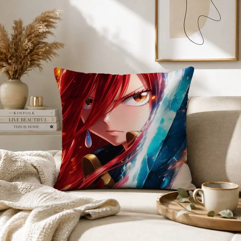 Anime Fairy T-Tail E-Erza Pillow Case for Sofa Living Room Home office Decor Protective Cover