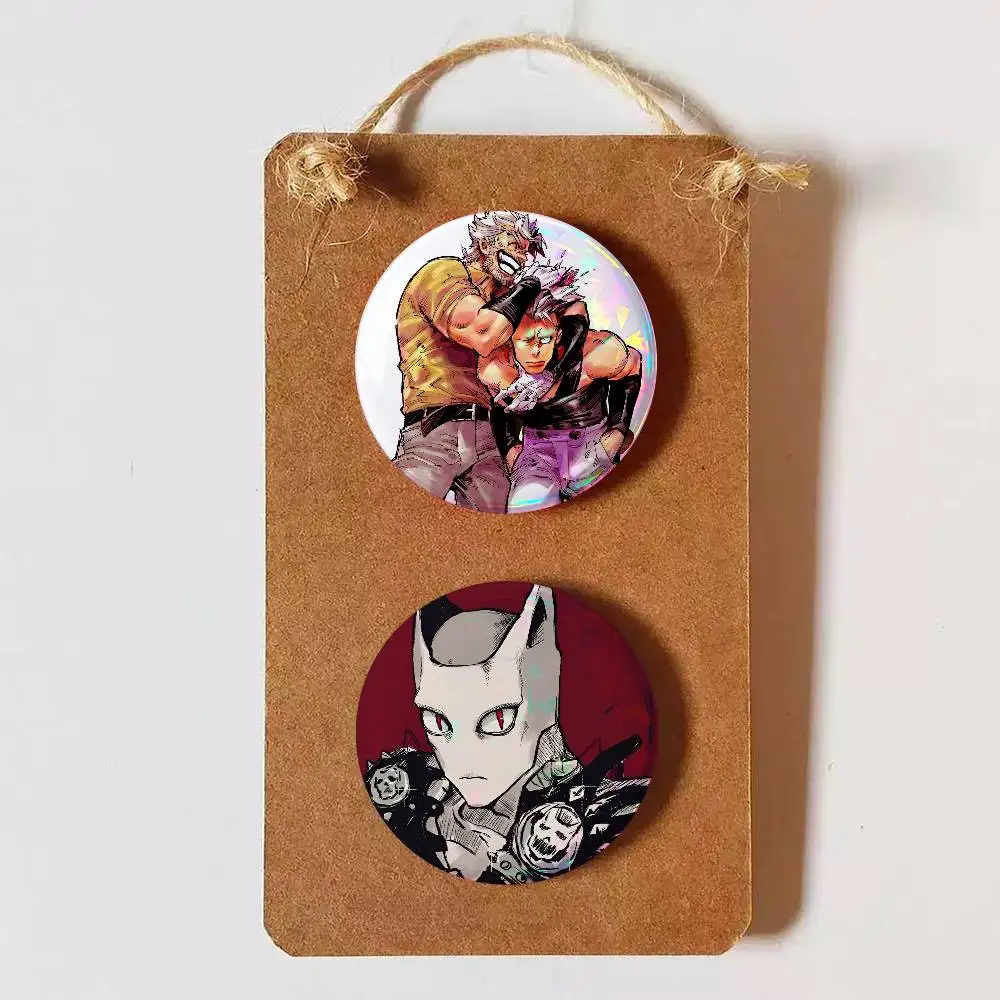anime jojo Creative Round Button Pins Badge Set Cartoon Anime Movie Music Pattern Brooches for Bags Jackets