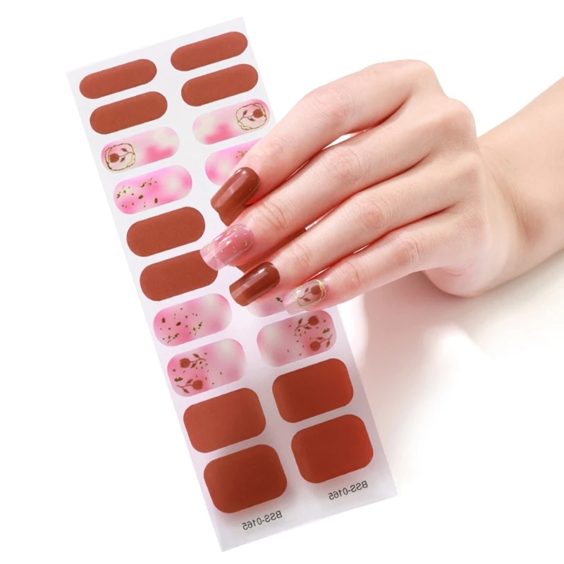 20 Tips Semi-Cured Gel Nail Patch Adhesive Sliders Long Lasting Full Cover Nail Stcikers Gel LED UV Lamp Neede