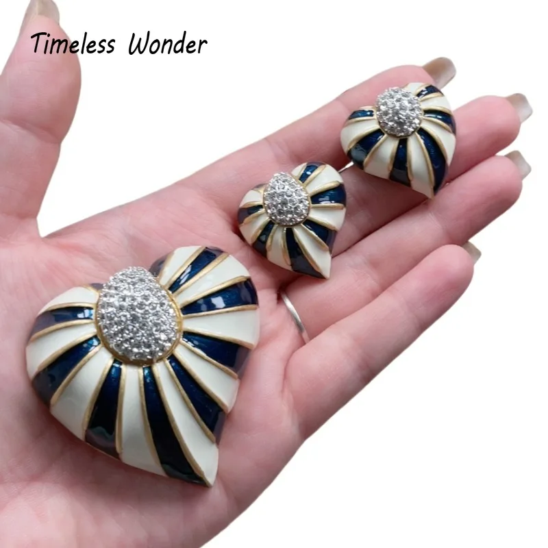 

Timeless Wonder Fancy Enamel Zircon Geo Heart Brooch Pins for Women Designer Jewelry Runway Rare Luxury Gift Top Cute Set 5642