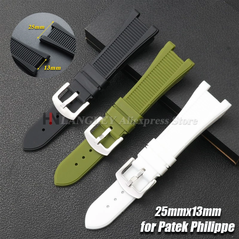 25mm*13mm Soft Silicone WatchBand for Patek Philippe Nautilus 5711/5712/5726/5980 Concave Interface MenSport Waterproof Bracelet