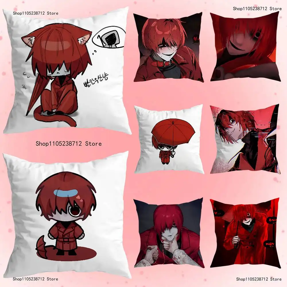 

H-Homicipher Mr.ScarletellaS Anime Pillow Covers Cartoon Sofa Decorative Home Double-sided Printing Short Plush Cushion Cover