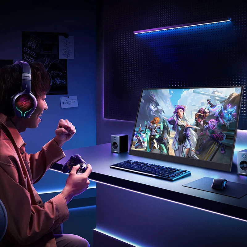 Monitor Gaming Portabel 144Hz 2.5K 16 Inci QHD IPS USB-C HDMI Tampilan Eksternal Layar Kedua untuk Laptop PC Mac Switch PS5/4 Xbox