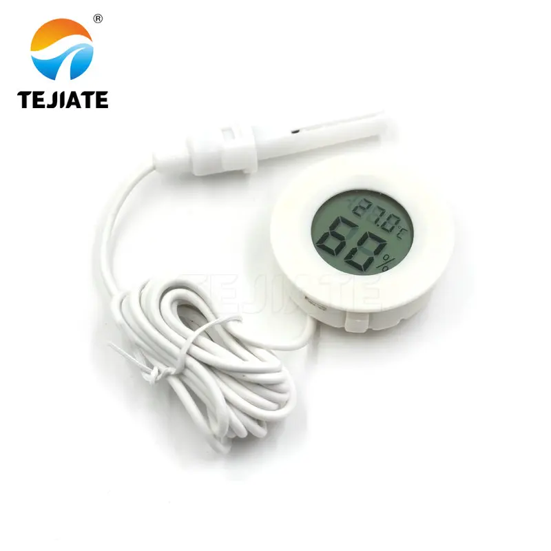 White 1.5M Round Thermometer Hygrometer Sensor LCD Digital Temperature Probe Humidity Meter Roundness