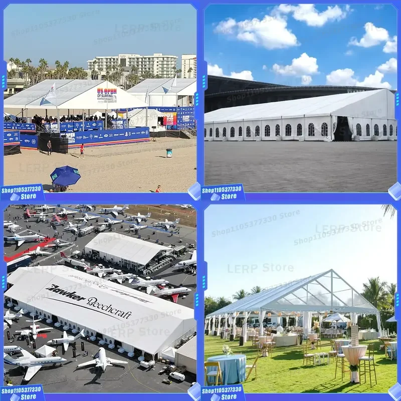 An elegantly designed fireproof outdoor banquet tent, suitable for use in sports exhibitions