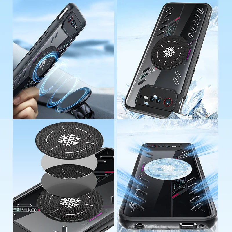 For Asus ROG 6 Pro Cooling Case For ROG 7 Graphene Aluminum Alloy Game Heat Dissipation Cover + Radiator For ROG Phone 6 / 6D