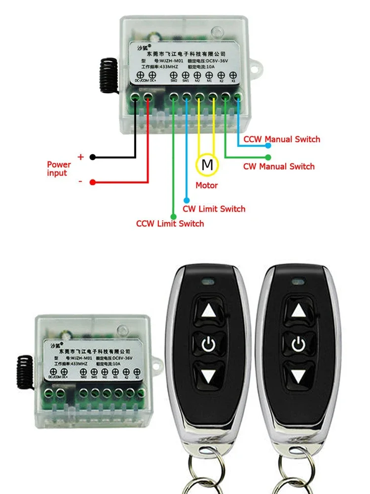 DC Motor 12V 24V 36V 10A Remote Controller For Motor Linear Actuator With Limit Remote Control Switch