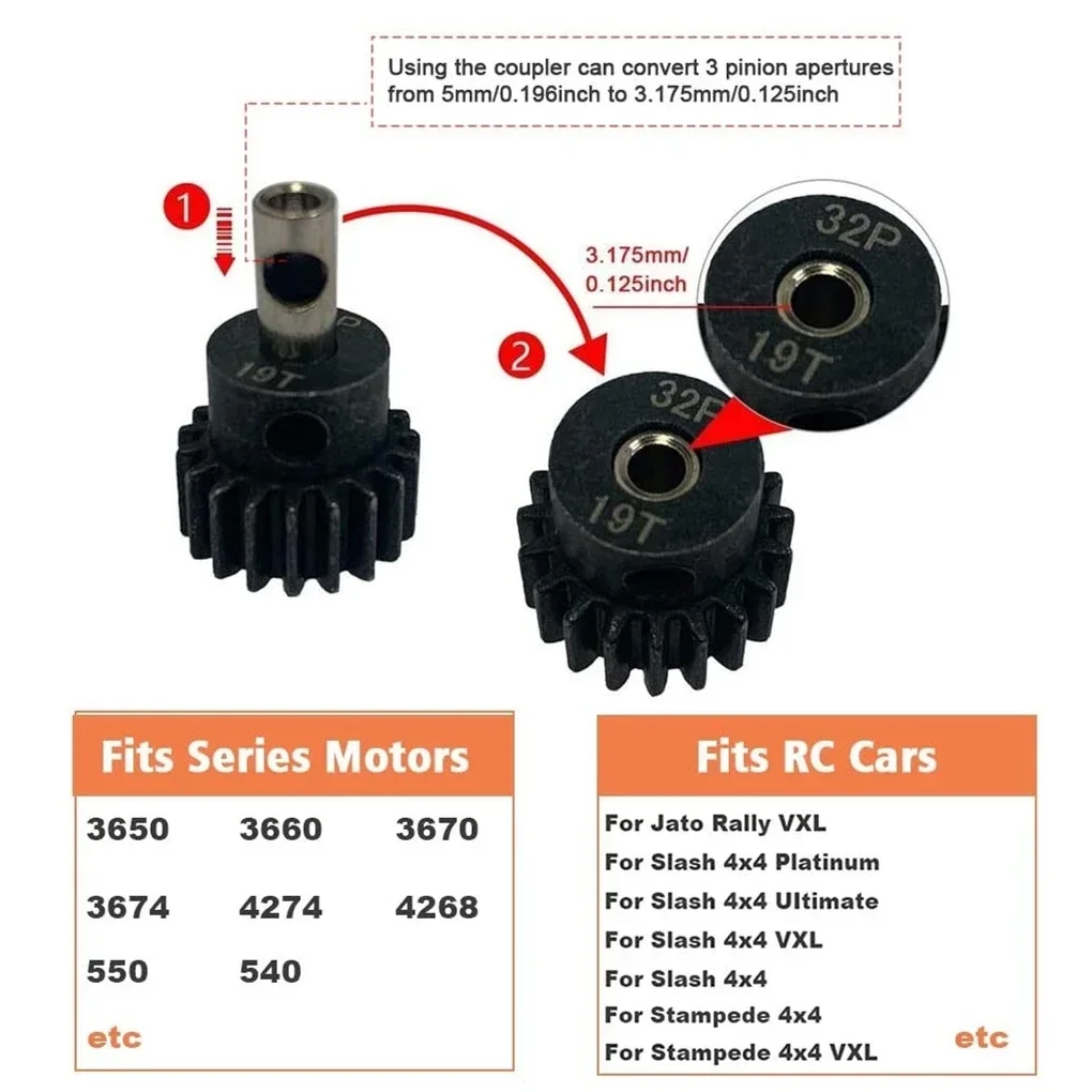 Metal 6878 Complete Slipper Clutch with 15/17/19T Pinion Gear for 1/10 Traxxas Slash Stampede Rustler 4x4 VXL Upgrade Parts