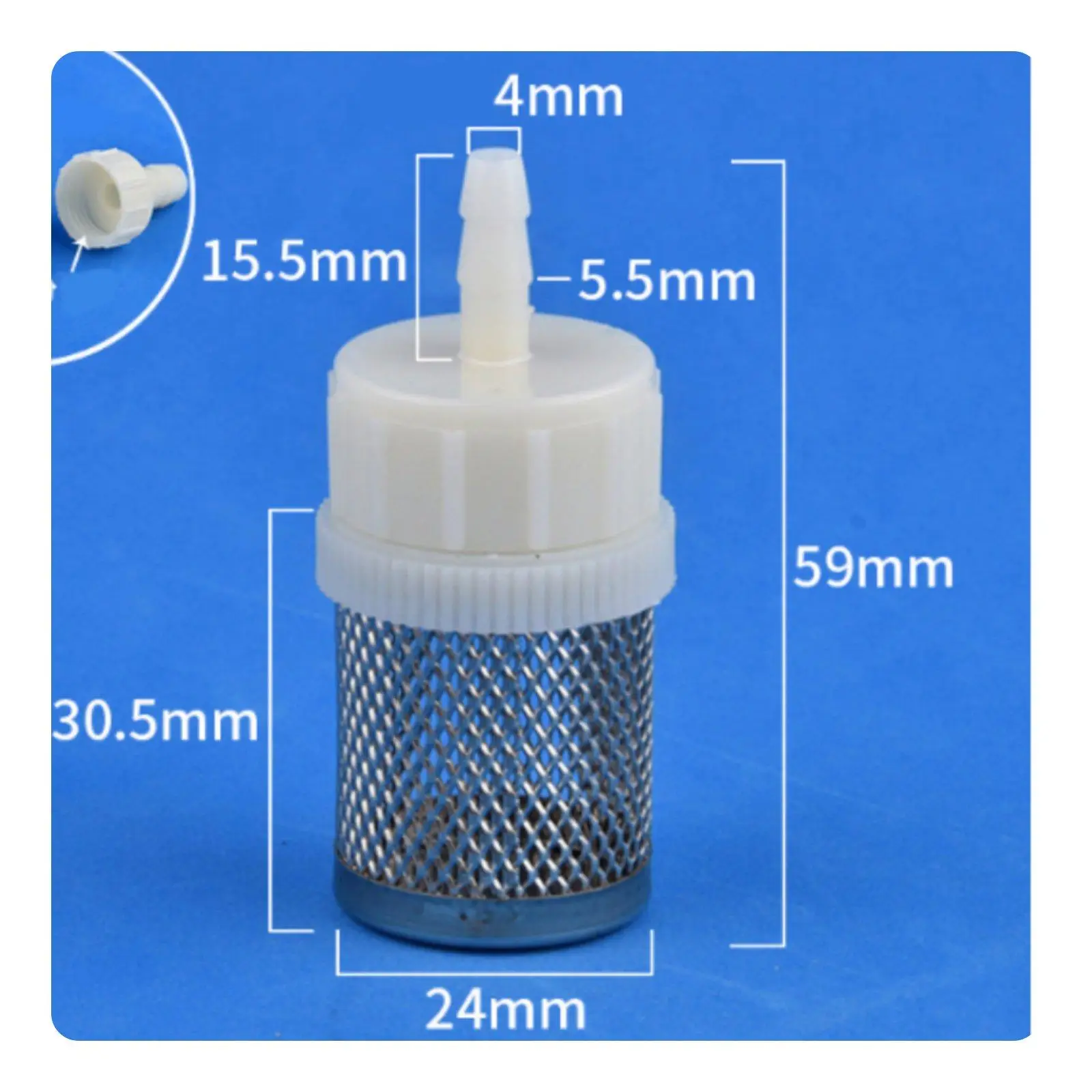 Inlet Mesh Connector Durable ABS Stainless Steel Hose Filter Screen Water Pump Intake for Fish Tank Garden Pond