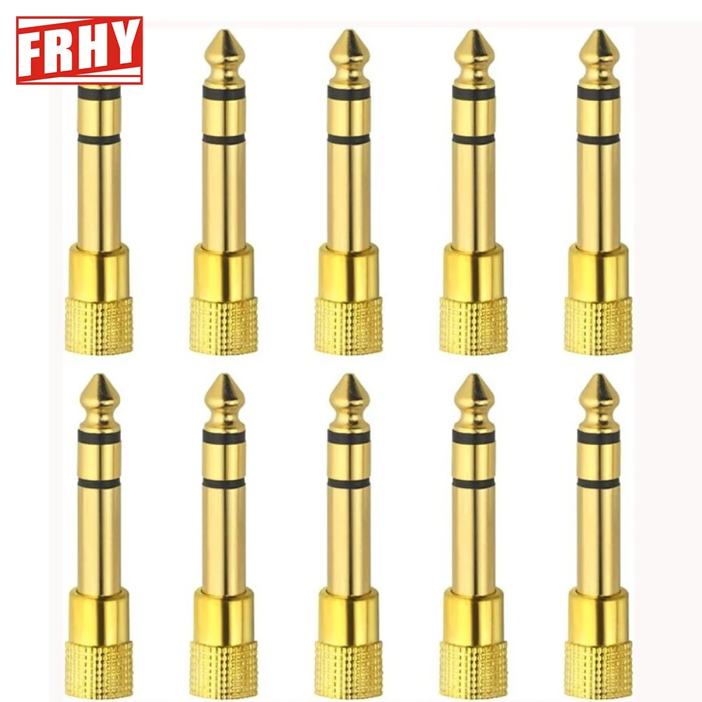 

10PCS Hot Sell Gold 6.5mm1/4 Inch Male Plug 3.5mm 1/8 Inch Female Jack Stereo Audio Adapter Perfect for Headphone MicrophoneHo