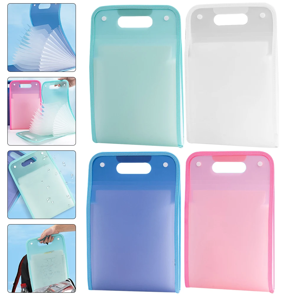 

4pcs Plastic Accordion Expandable Folder For Documents Receipts Business Cards Portable Organizer Desktop File Box Multi-Layer