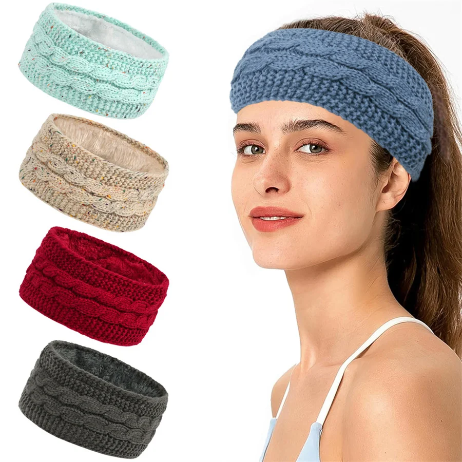 New Women Headband Solid Color Elastic Hair Bands Twisted Knitted Turban Headwrap Winter Girls Hairband Fashion Hair Accessories