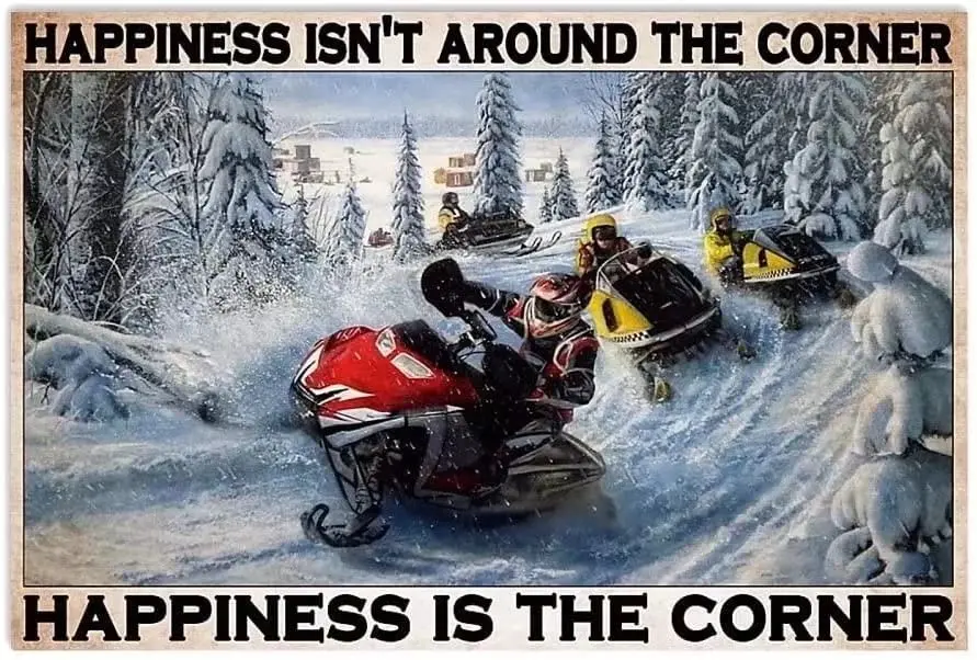 Fun Snowmobile Drift Metal Tin Sign Vintage Poster Family Bathroom Toilet Bar Cafe Wall Decoration 8X12 Inches