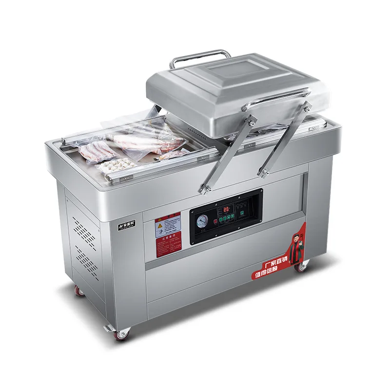 

Vacuum machine, commercial large food packaging machine, automatic double chamber evacuator, cooked food packaging