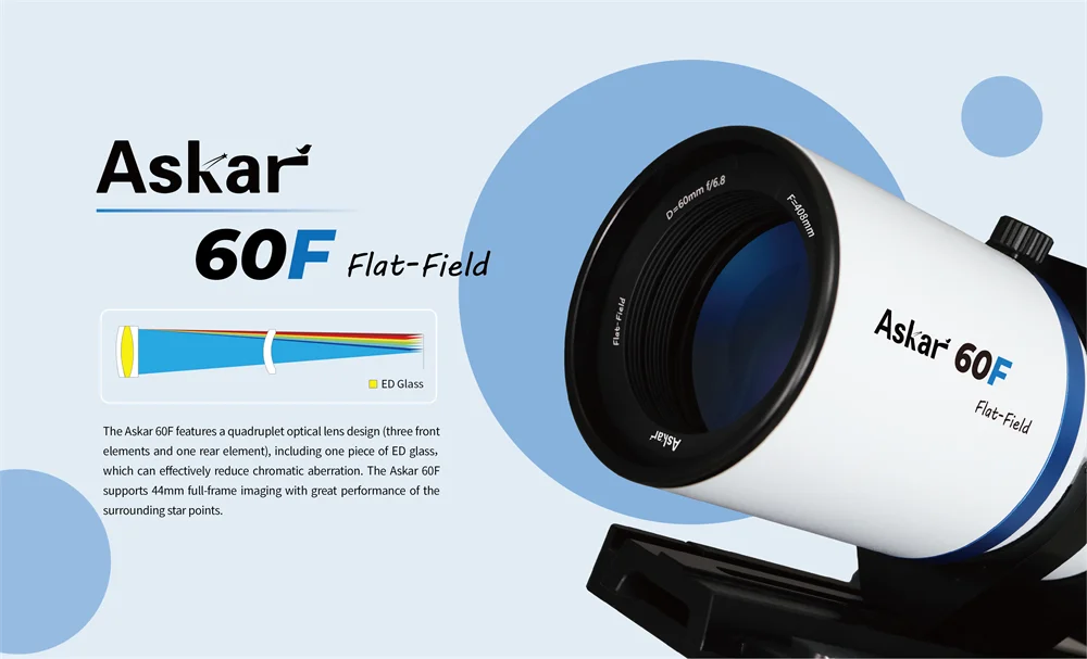 60F 60mm f/6.8 Quadruplet Flat-Field Refractor Astrograph
